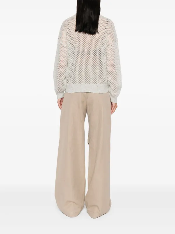 Brunello Cucinelli mesh-knit Top | Grey | FARFETCH JO
