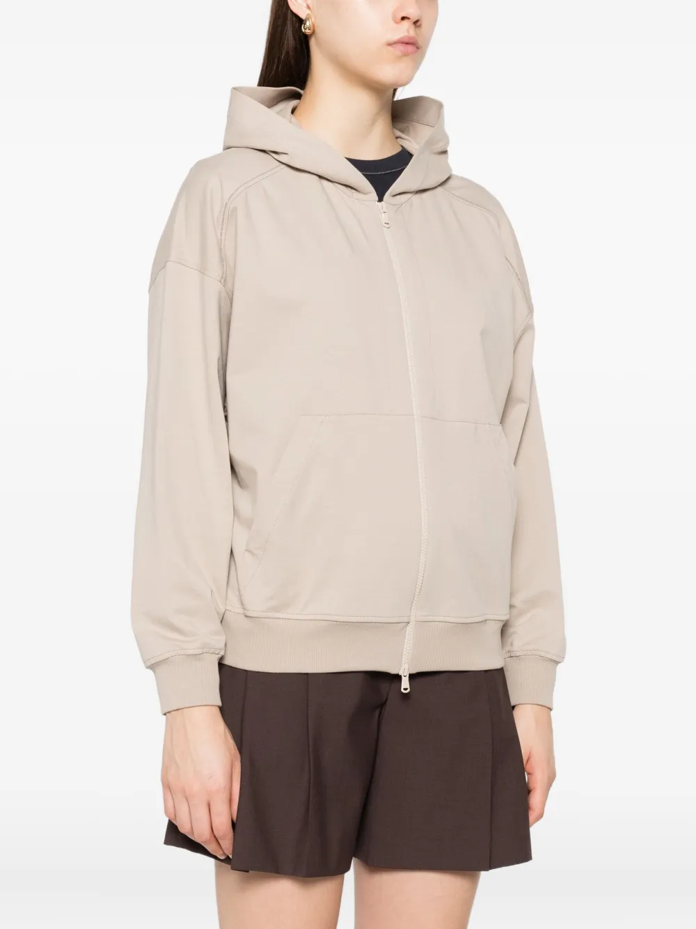 Brunello Cucinelli Monili hoodie met kettingdetail en rits Beige