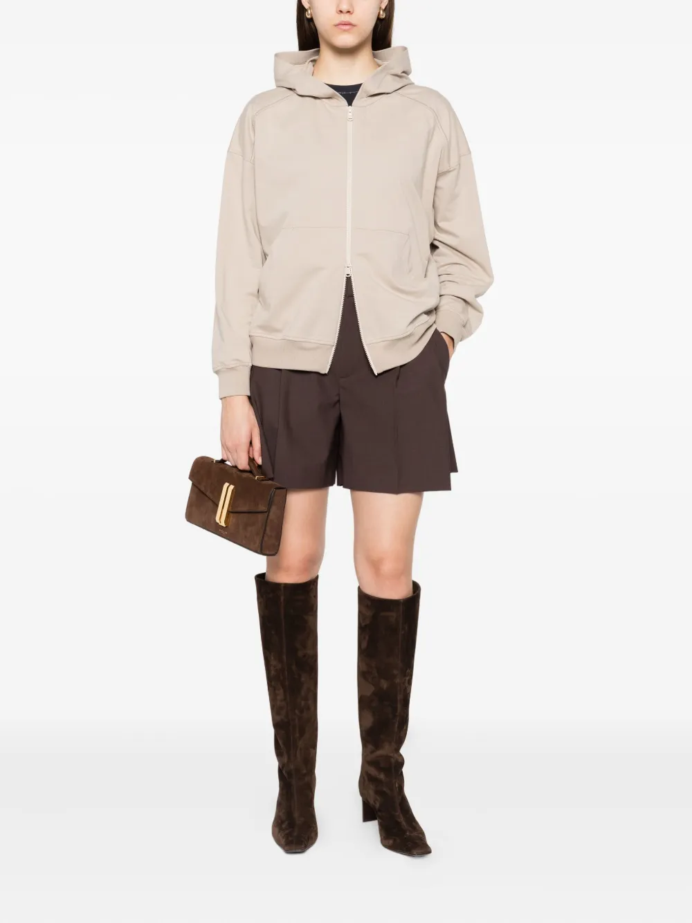 Brunello Cucinelli Monili hoodie met kettingdetail en rits Beige