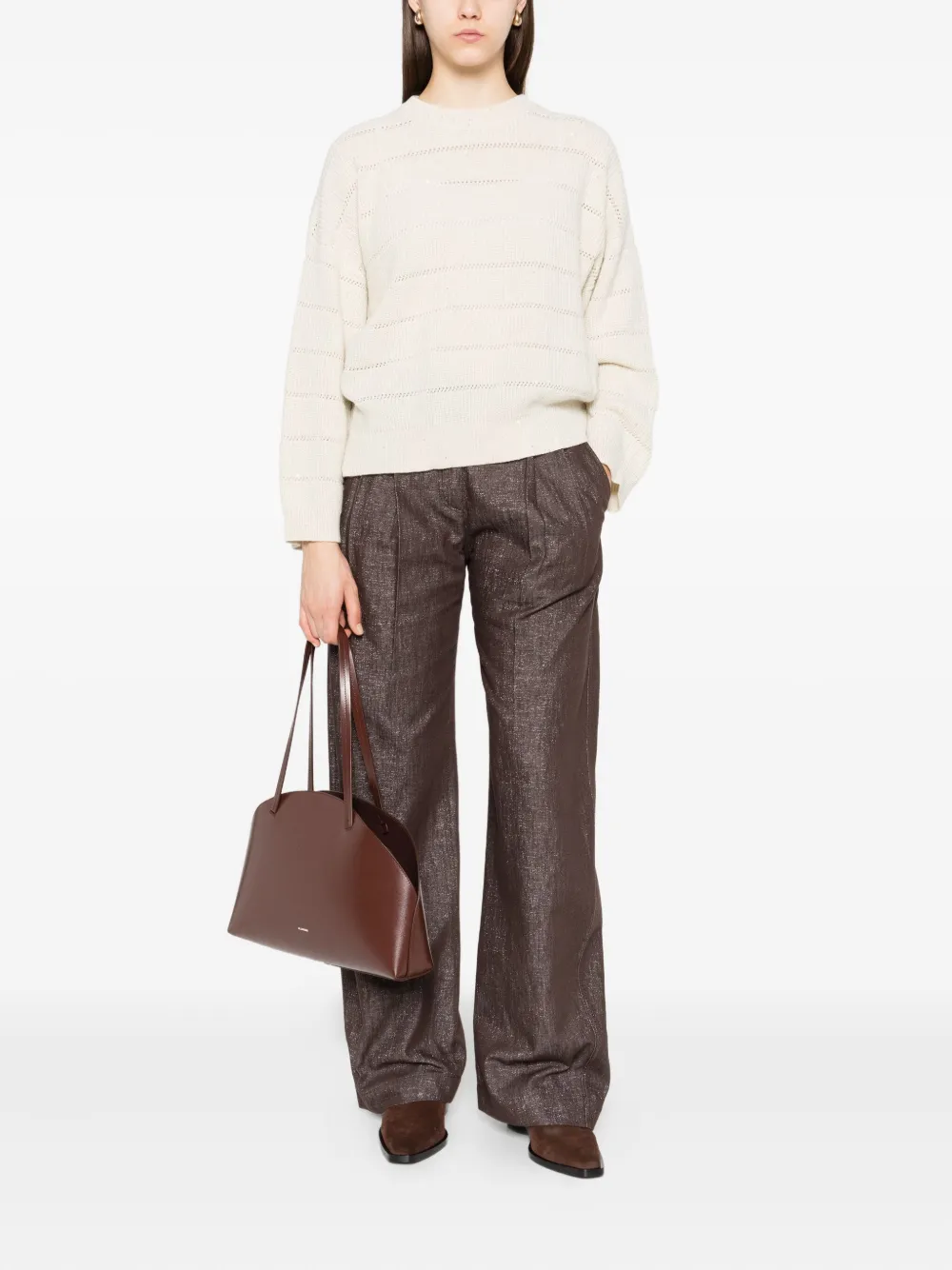 Brunello Cucinelli Opengebreide trui Beige