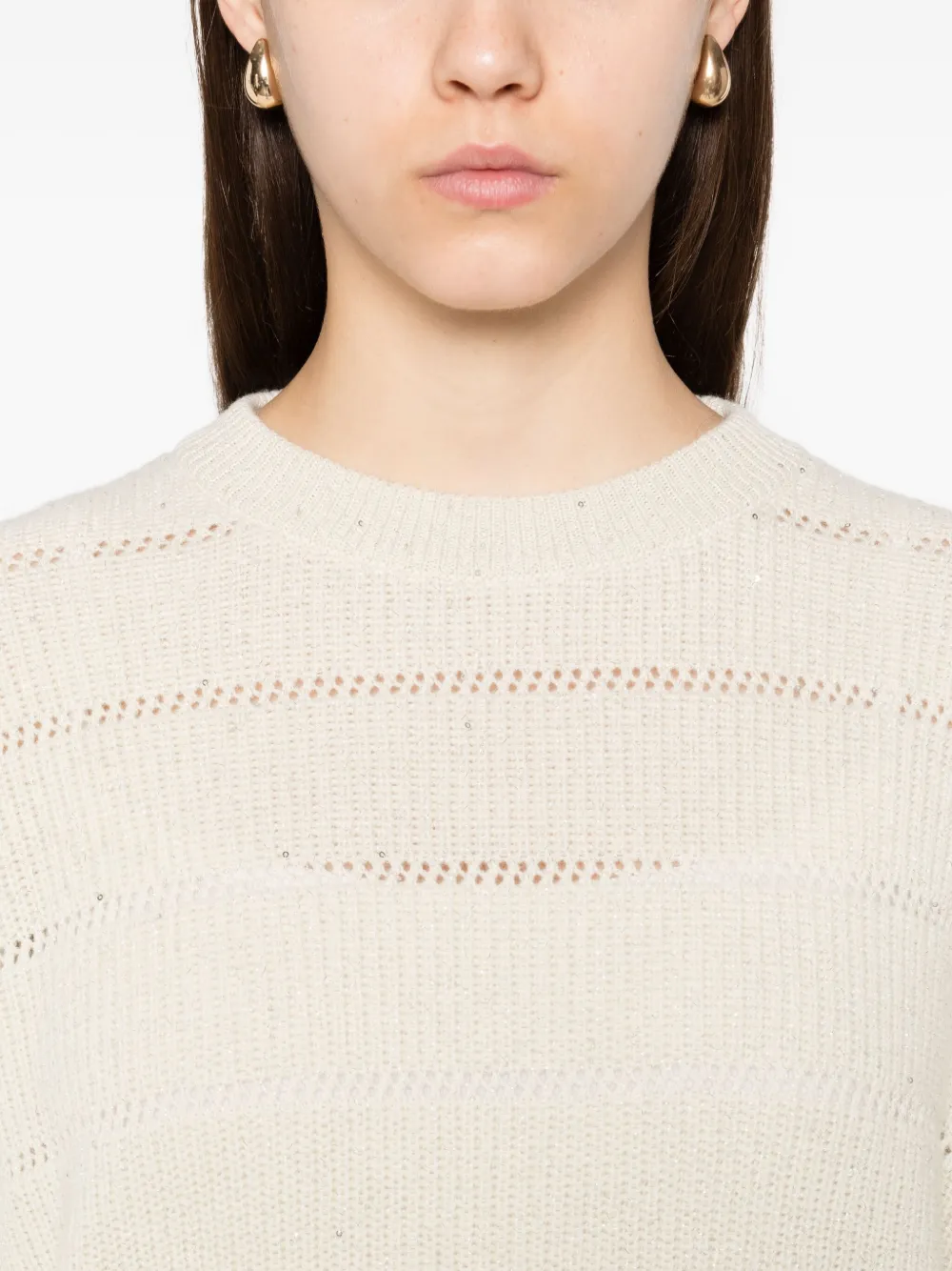 Brunello Cucinelli Opengebreide trui Beige