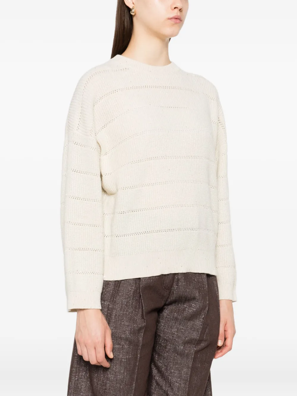 Brunello Cucinelli Opengebreide trui Beige