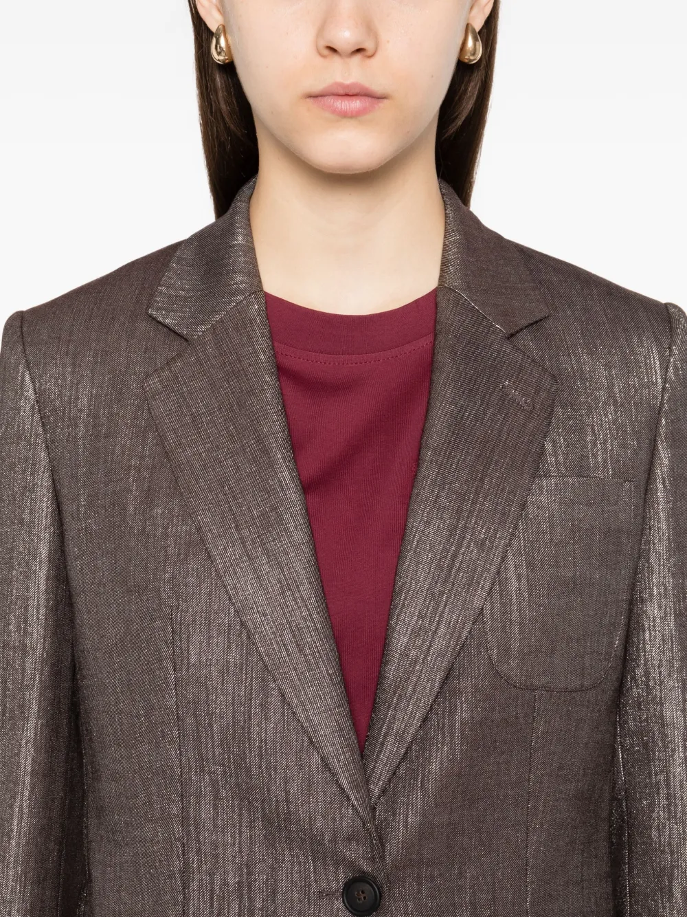 Brunello Cucinelli Blazer met enkele rij knopen Bruin
