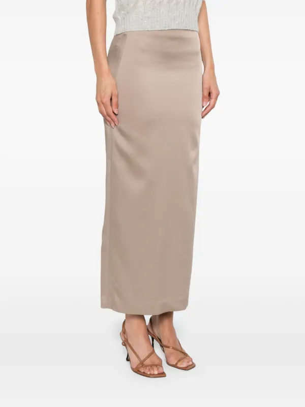 【送料&関税込】Brunello Cucinelli Skirt Brunello Cucinelli - Gray Wool Blend Midi Skirt