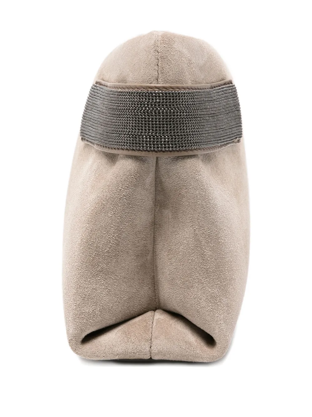 Brunello Cucinelli Suède clutch met moniliketting Grijs