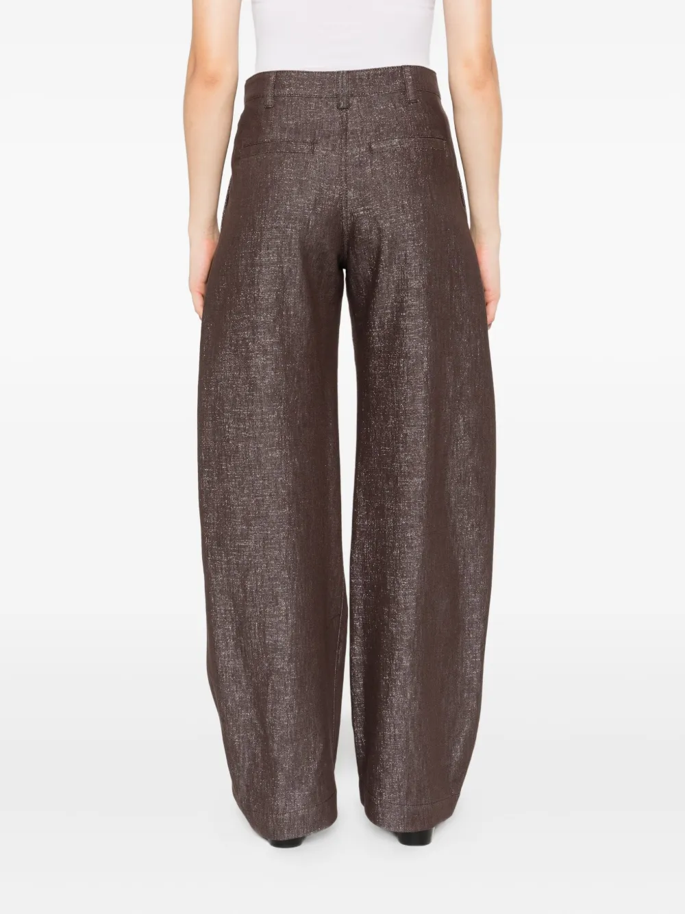 Brunello Cucinelli Metallic plooibroek Bruin