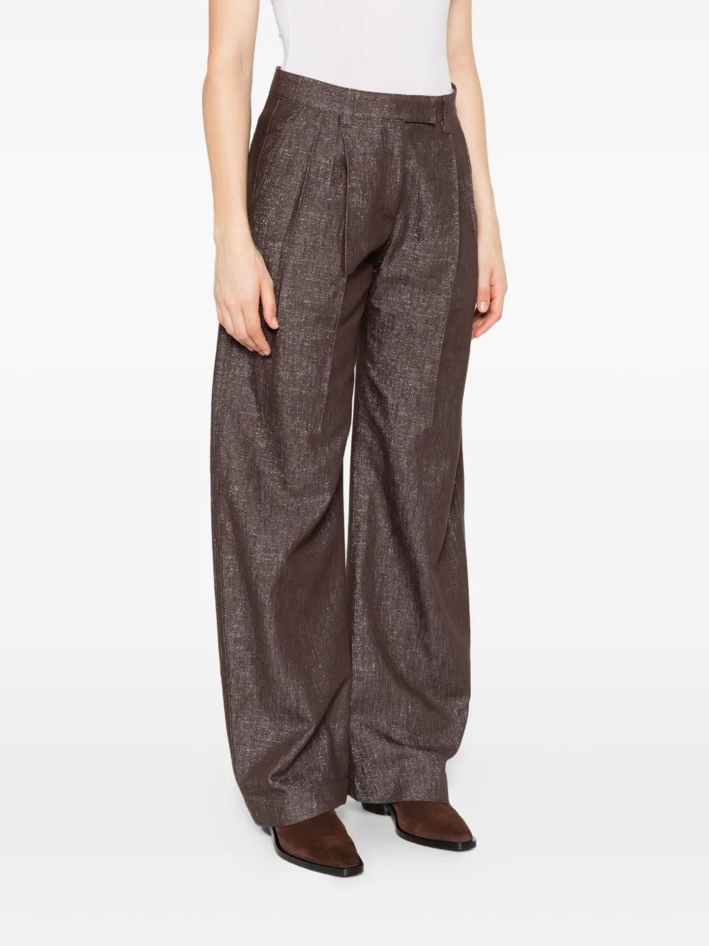 Brunello Cucinelli Metallic plooibroek Bruin