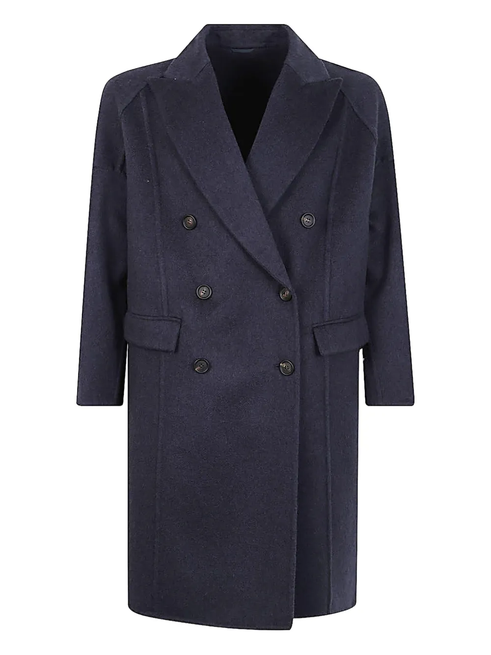 Brunello Cucinelli Double-breasted Wool Coat In Blue