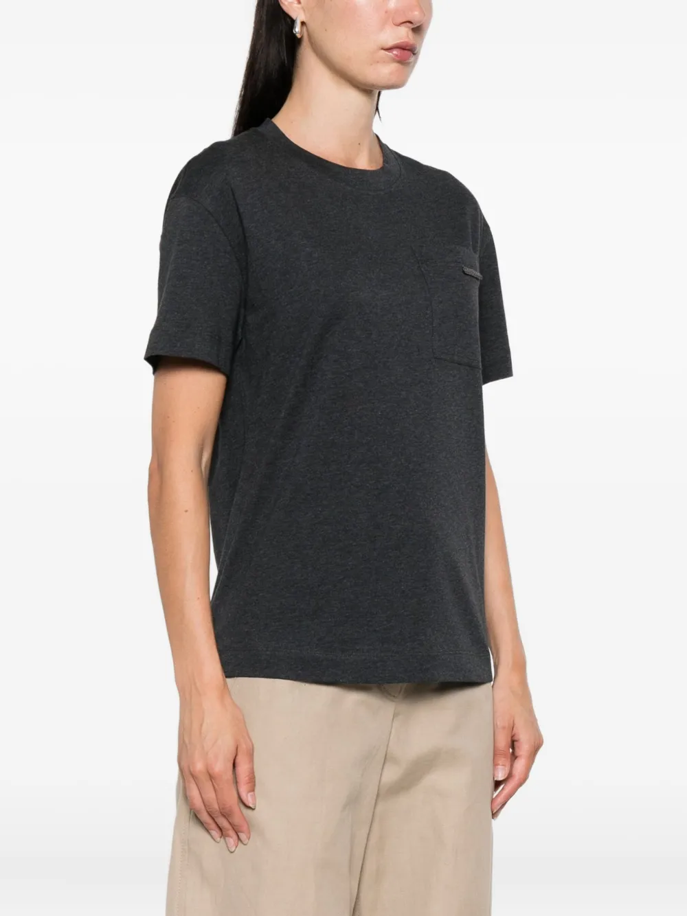 Brunello Cucinelli T-shirt met borstzak Grijs