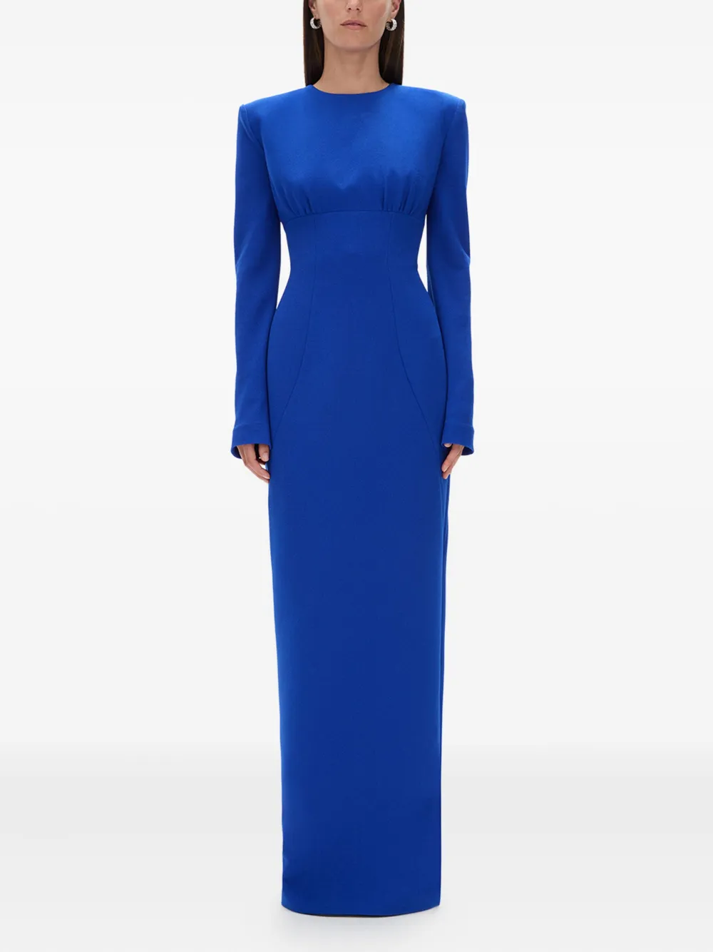 Rachel Gilbert Dover maxi-jurk met gewatteerde schouders - Blauw