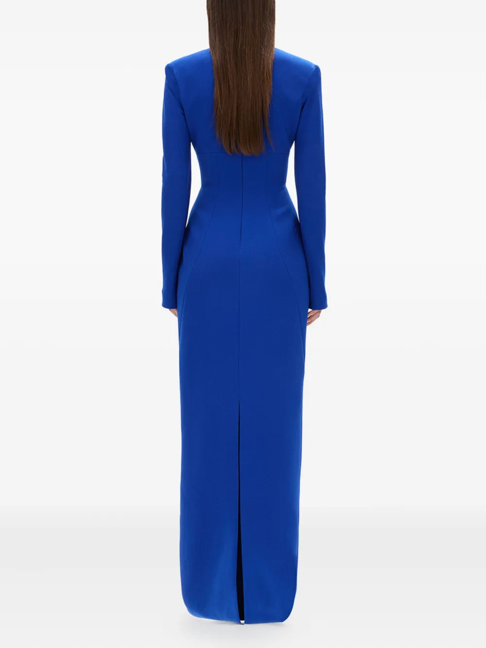 Rachel Gilbert Dover maxi-jurk met gewatteerde schouders Blauw