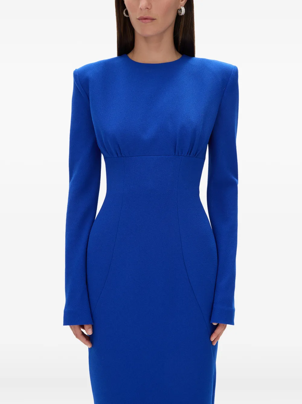 Rachel Gilbert Dover maxi-jurk met gewatteerde schouders Blauw