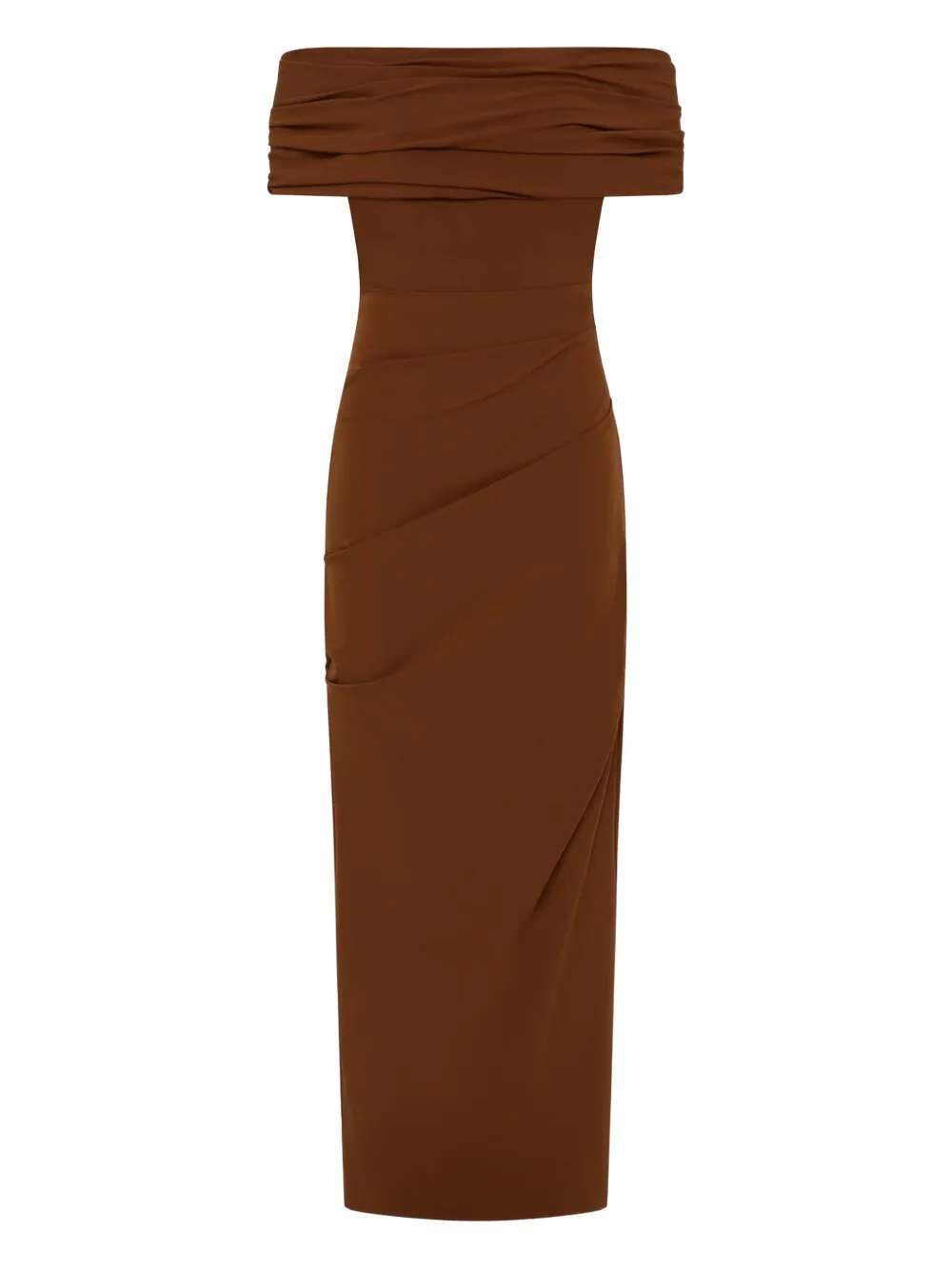 Rachel Gilbert Camille Draped Off-shoulder Maxi Dress In Brown
