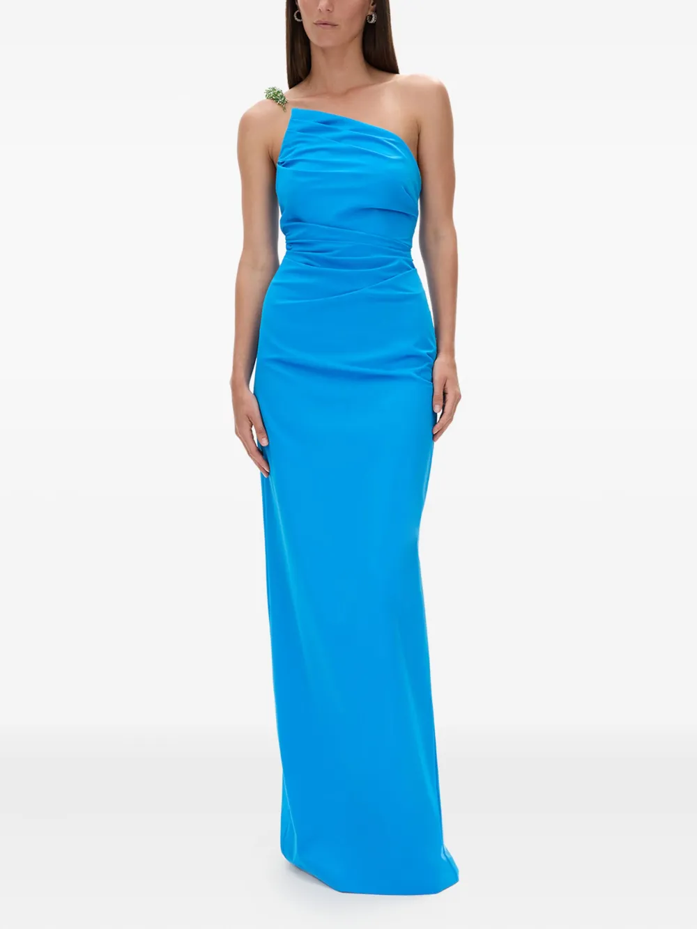 Rachel Gilbert Antoine verfraaide asymmetrische maxi-jurk - Blauw