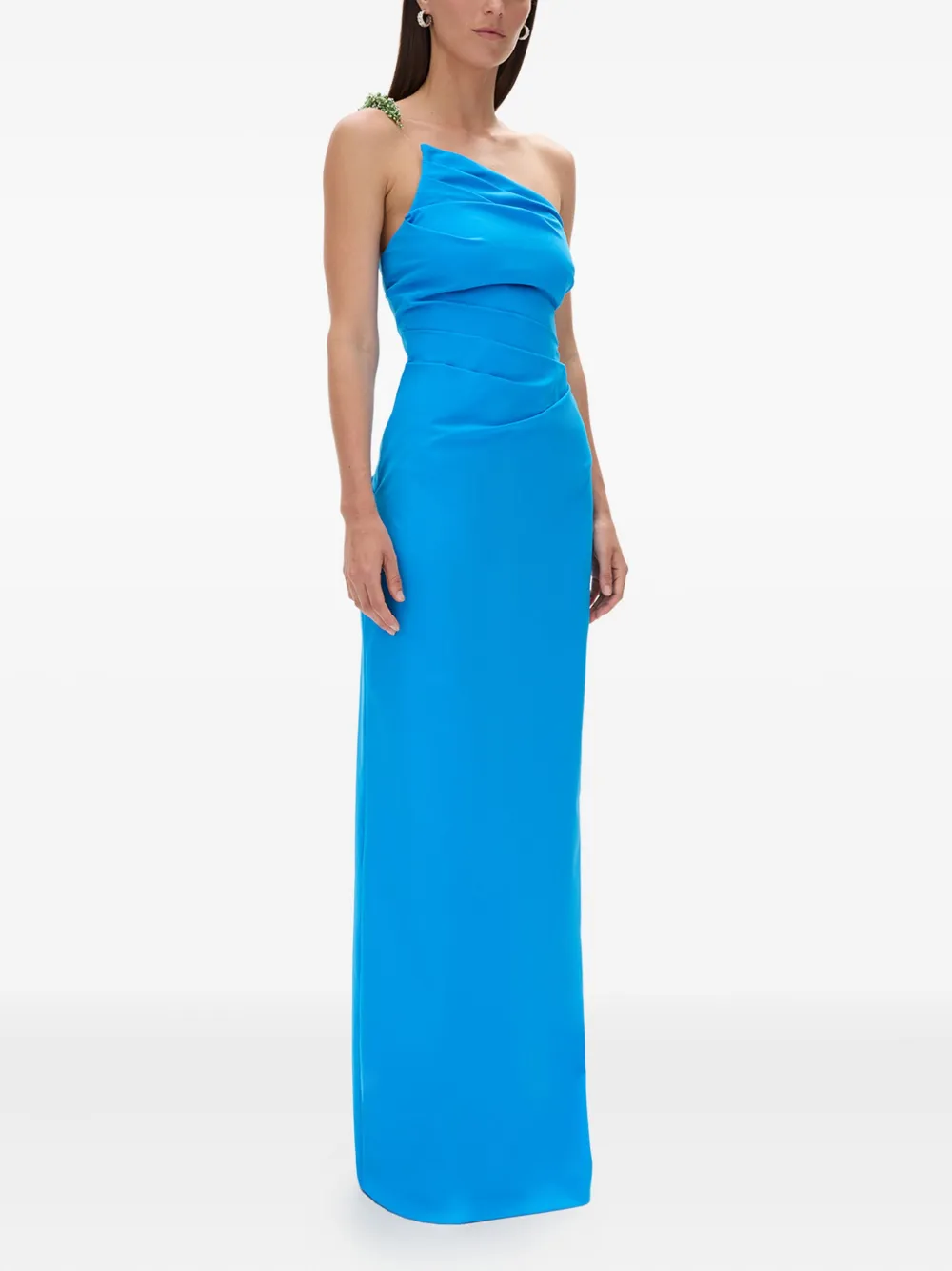 Rachel Gilbert Antoine verfraaide asymmetrische maxi-jurk Blauw