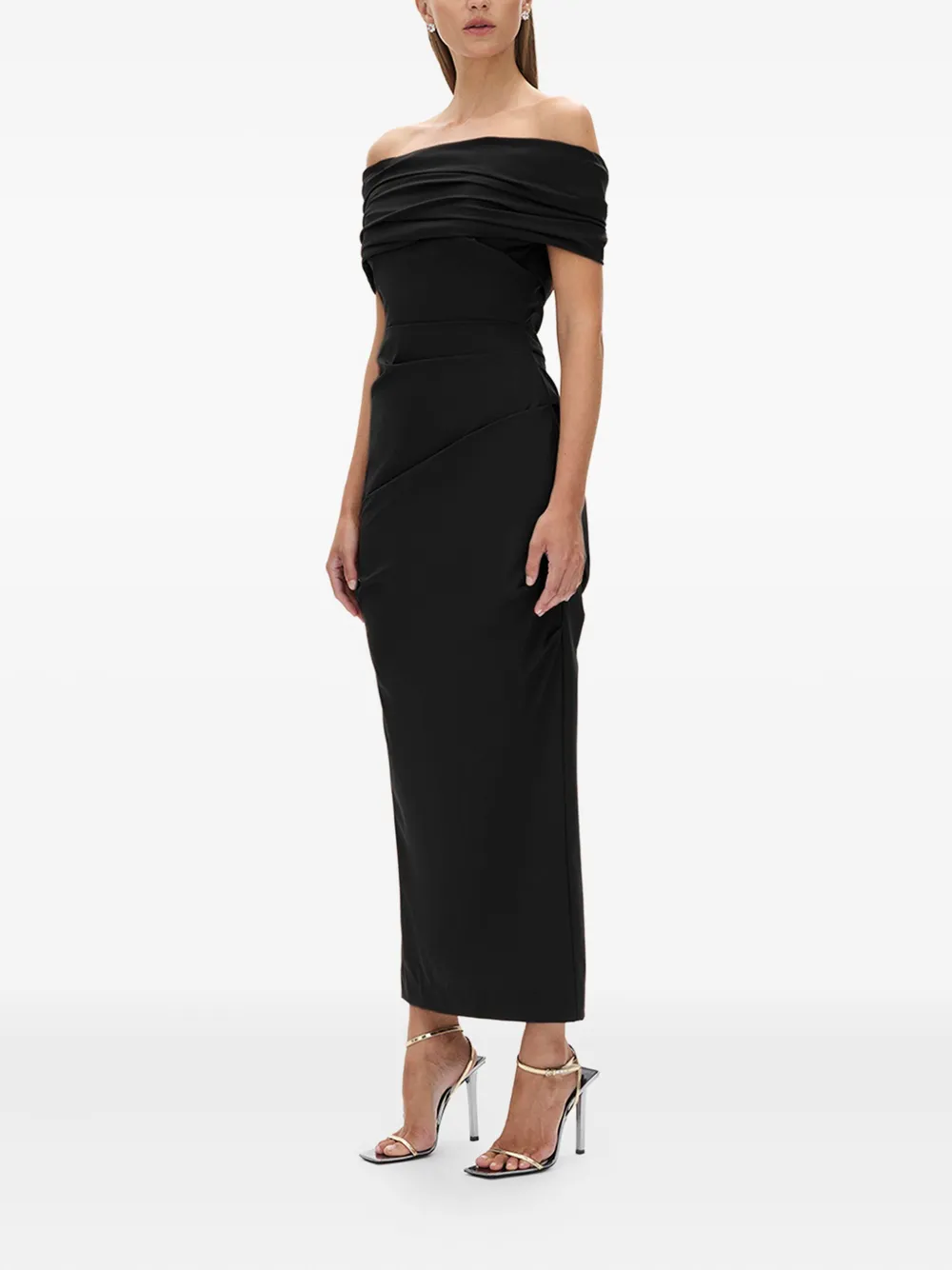 Rachel Gilbert Camille Draped Off-shoulder Maxi Dress In Black