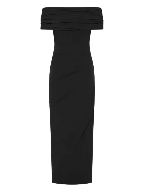 perry ellis slim fit dress shirt Law of Attraction Black Bardot Draped Split Maxi Dress – Club L London main image 0
