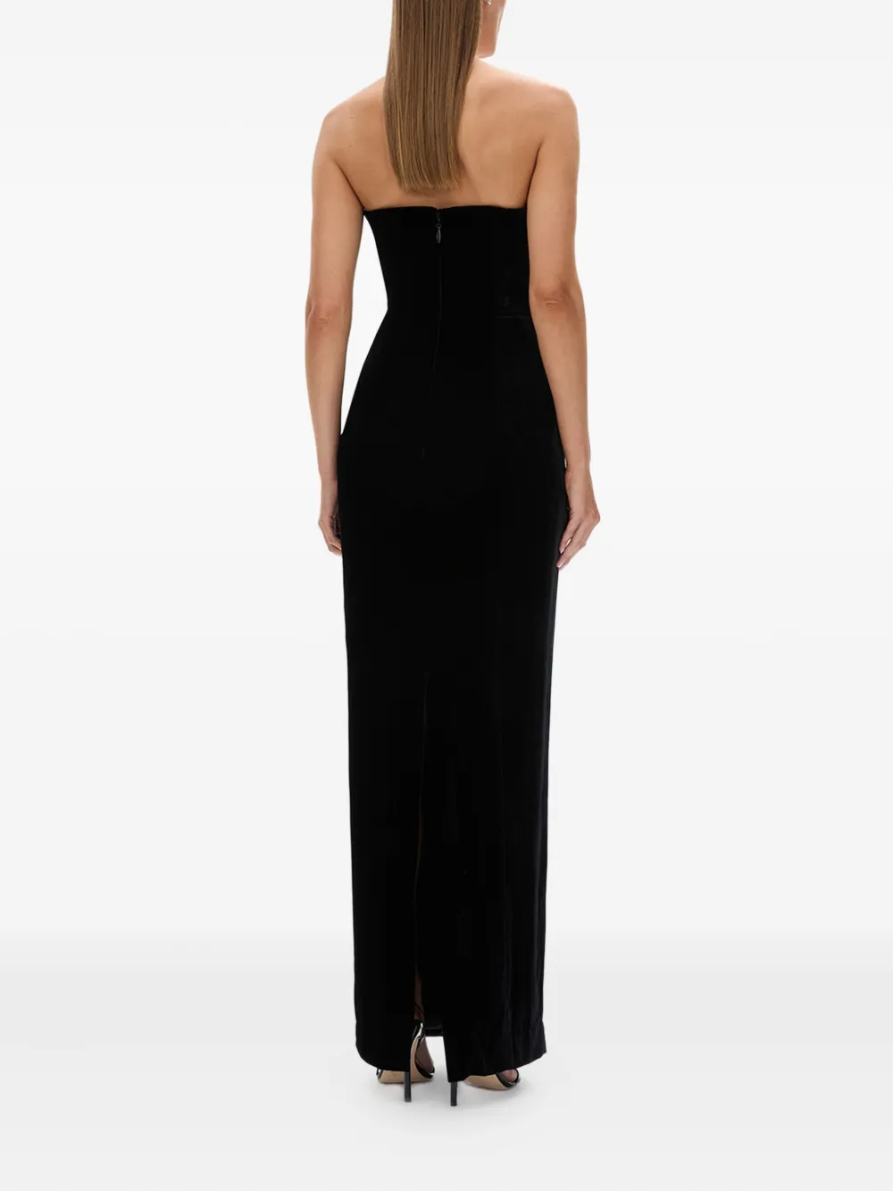 Rachel Gilbert Claudine fluwelen avondjurk Zwart