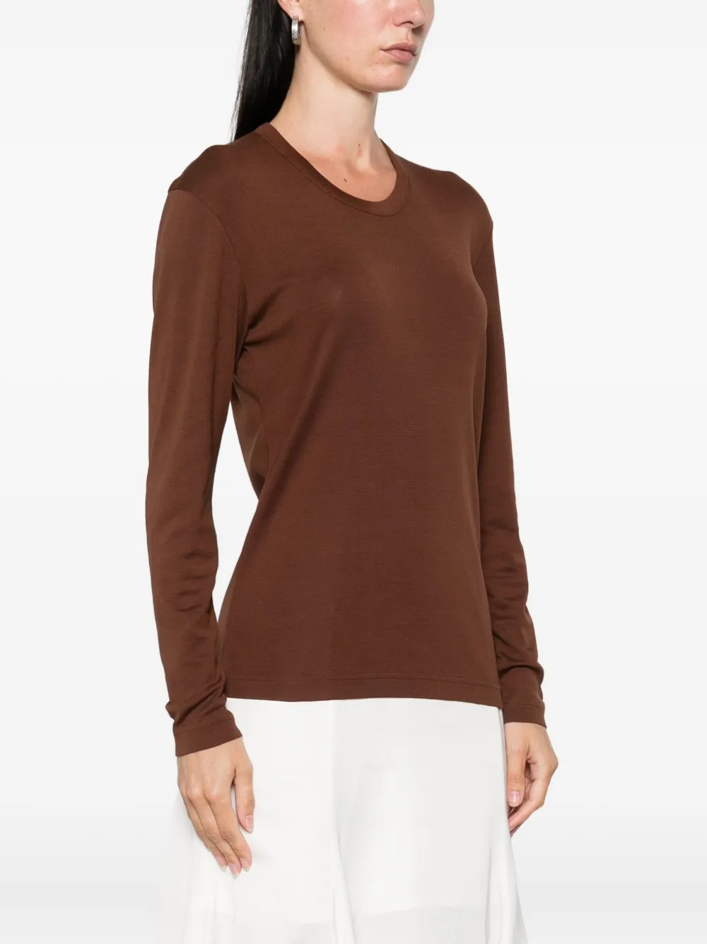LEMAIRE long-sleeve cotton T-shirt Bruin