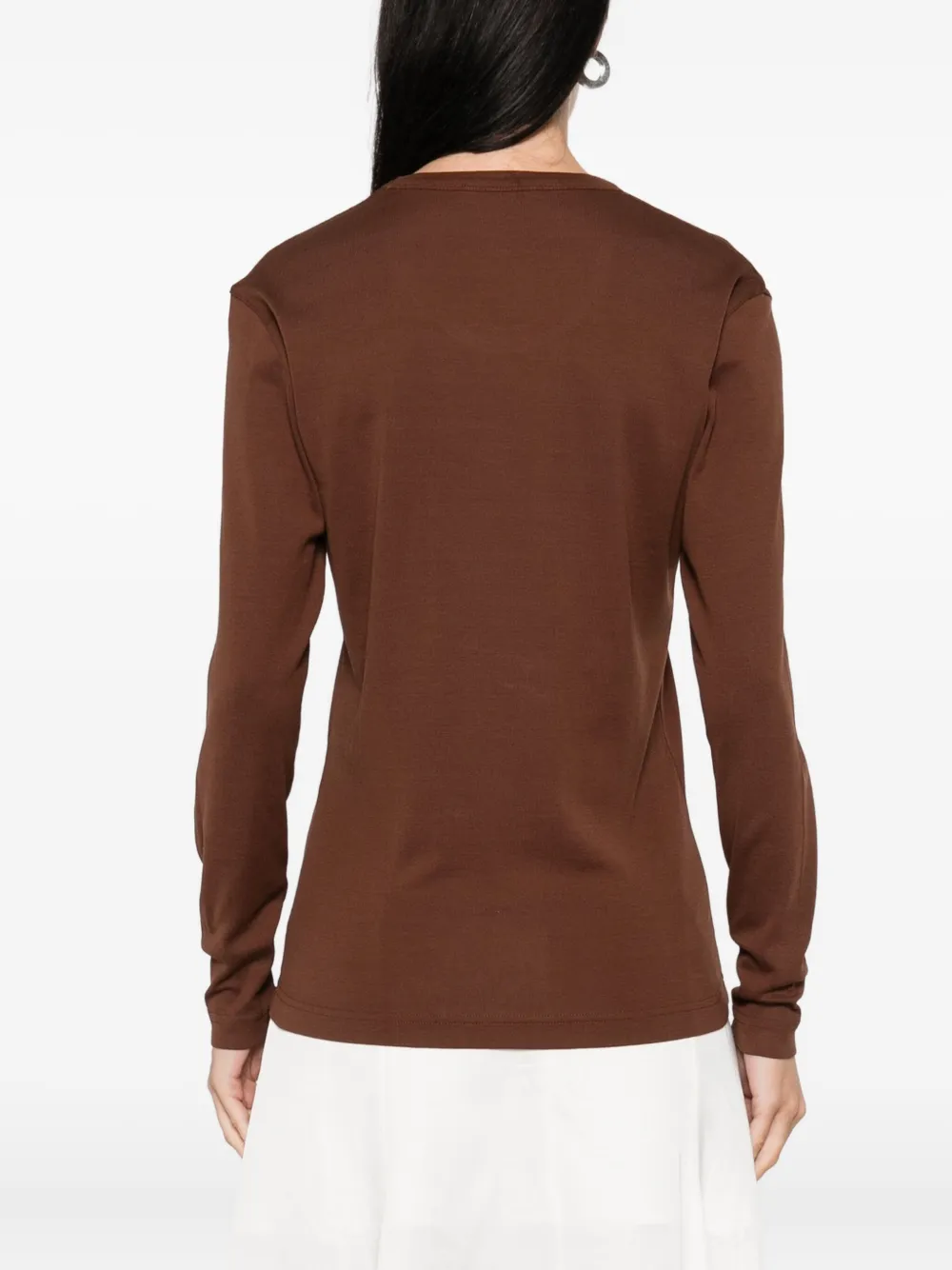 LEMAIRE long-sleeve cotton T-shirt Bruin