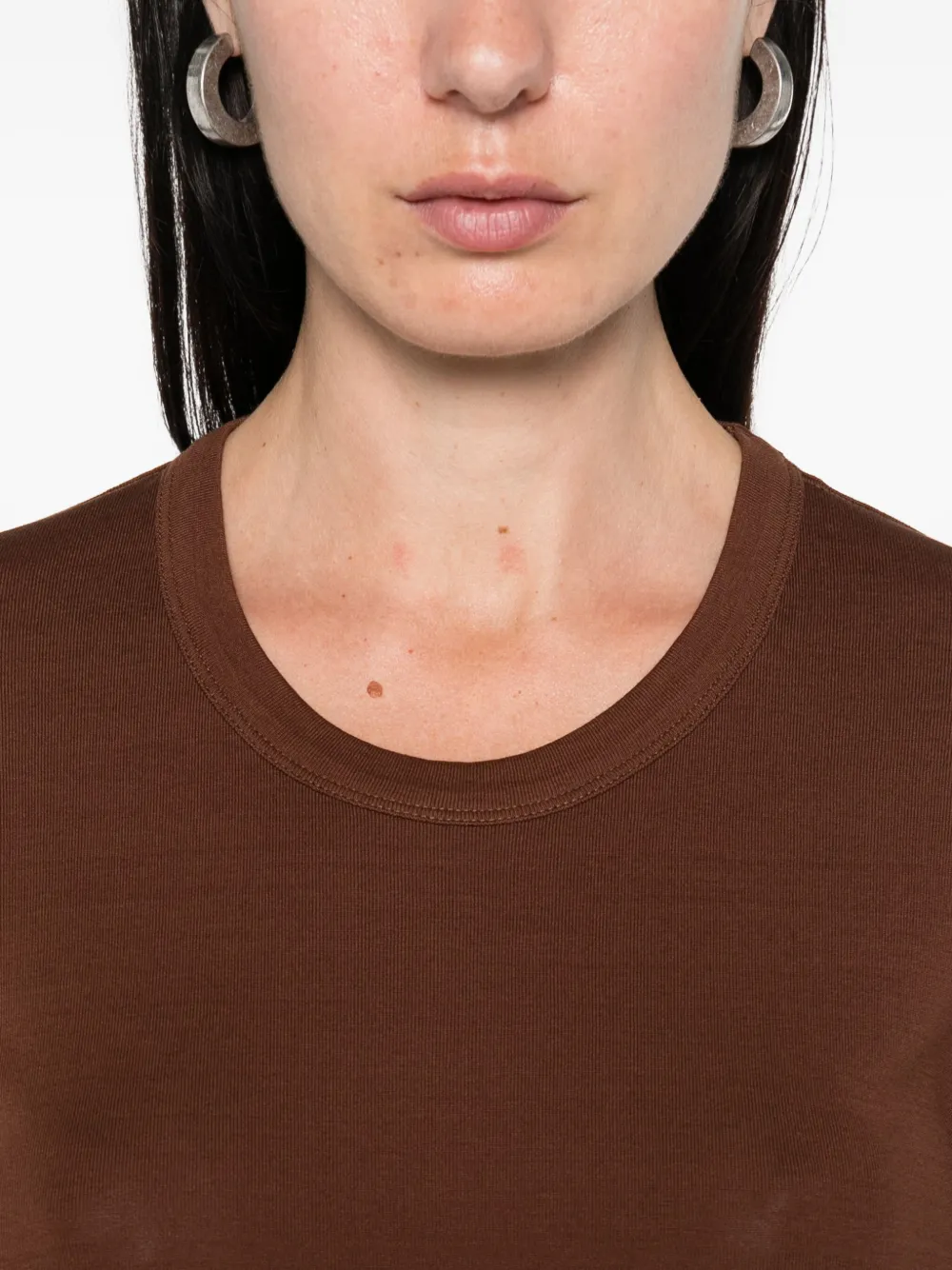 LEMAIRE long-sleeve cotton T-shirt Bruin