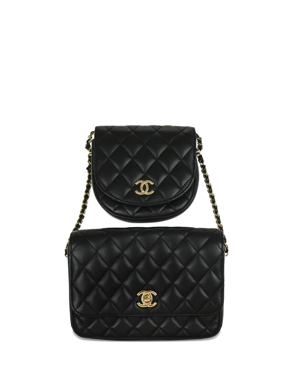 CHANEL Pre-Owned 2019 ダブル ショルダーバッグ - ブラック CHANEL Pre-Owned 2019 ダブル ショルダーバッグ - ブラック