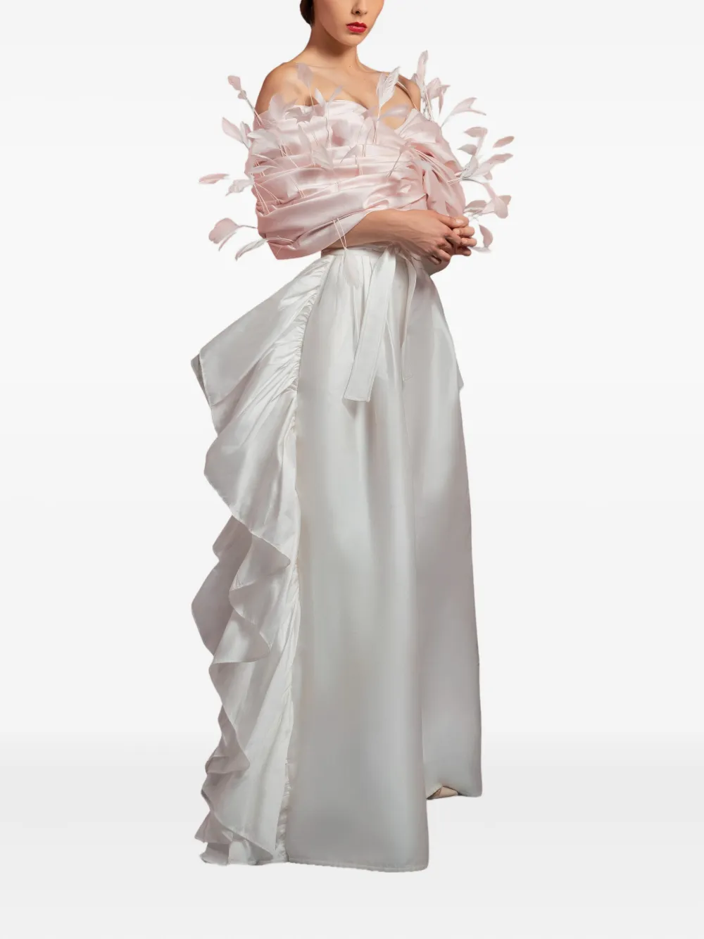 Gaby Charbachy  feather-detail ruffled jumpsuit | Full Length | Image 2