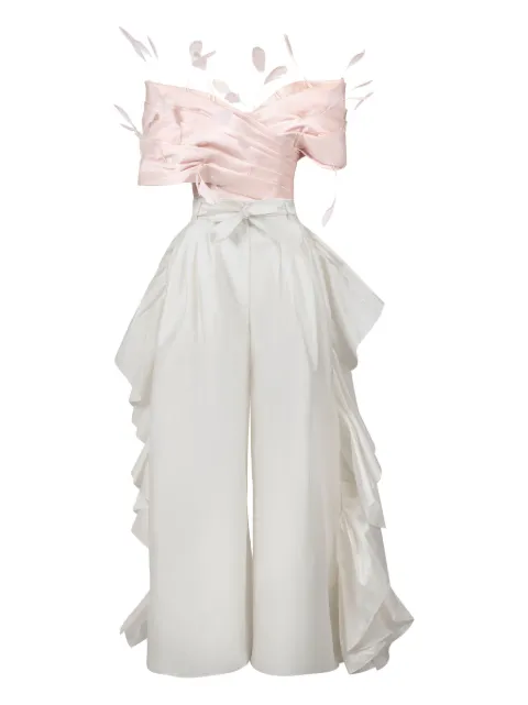Gaby Charbachy  feather-detail ruffled jumpsuit