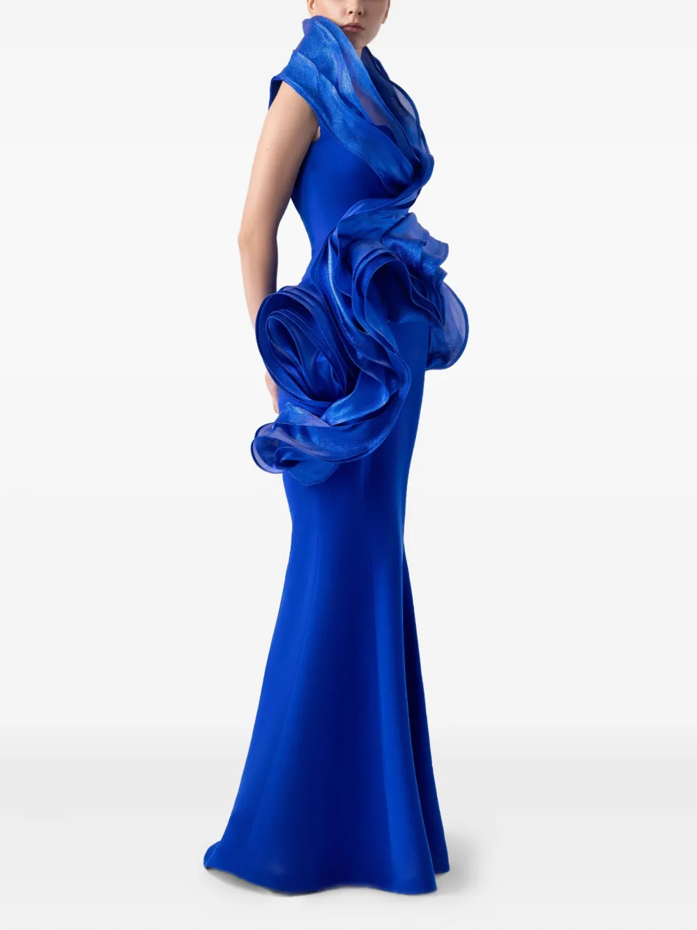 Gaby Charbachy Gedrapeerde avondjurk met ruches Blauw