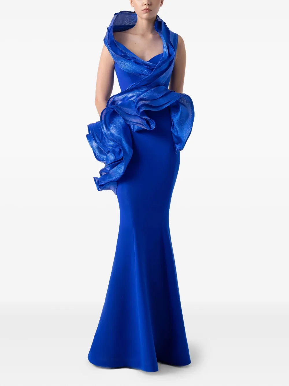 Gaby Charbachy Gedrapeerde avondjurk met ruches Blauw