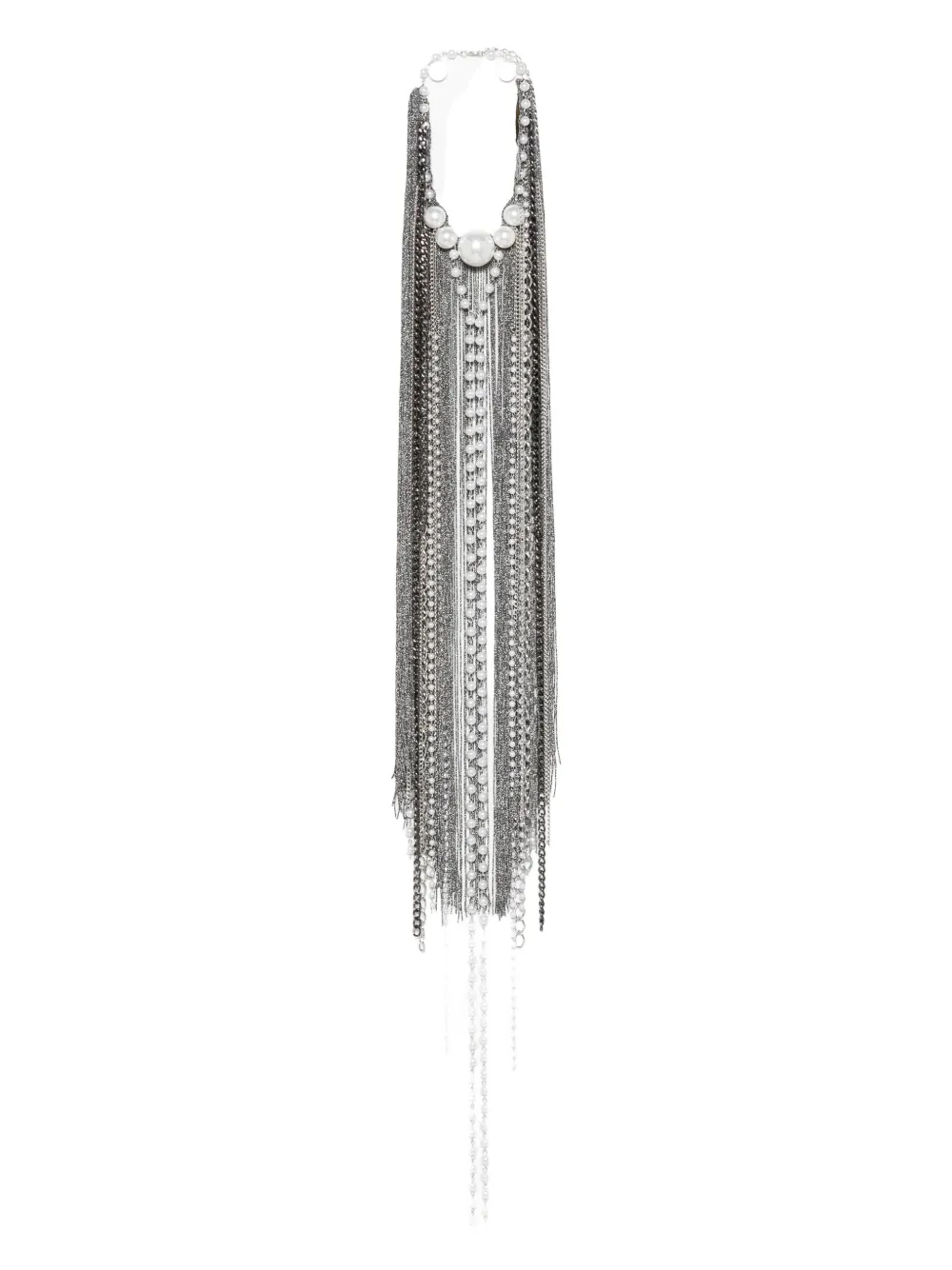 PINKO pearl-embellished chain necklace - Argento