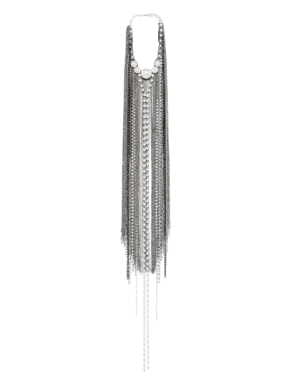 pearl-embellished chain necklace