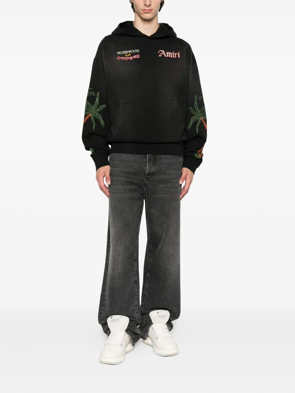 AMIRI Hoodie met geborduurde palmboom Zwart
