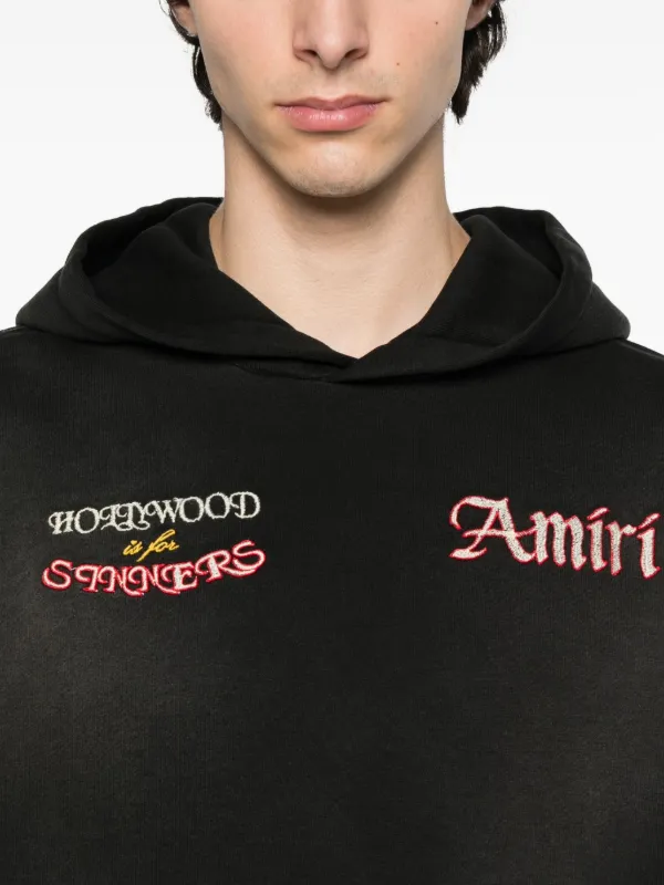 AMIRI palm-tree Embroidered Hoodie | Black | FARFETCH
