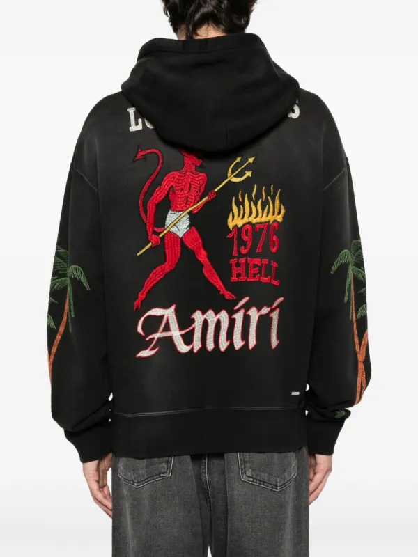 AMIRI palm-tree Embroidered Hoodie Black FARFETCH IN