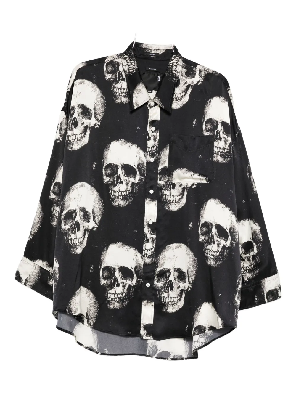R13 skull-print silk shirt Zwart