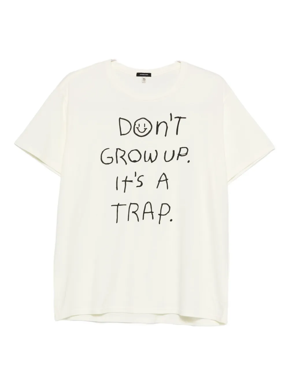R13 smiley-face slogan-print T-shirt Beige