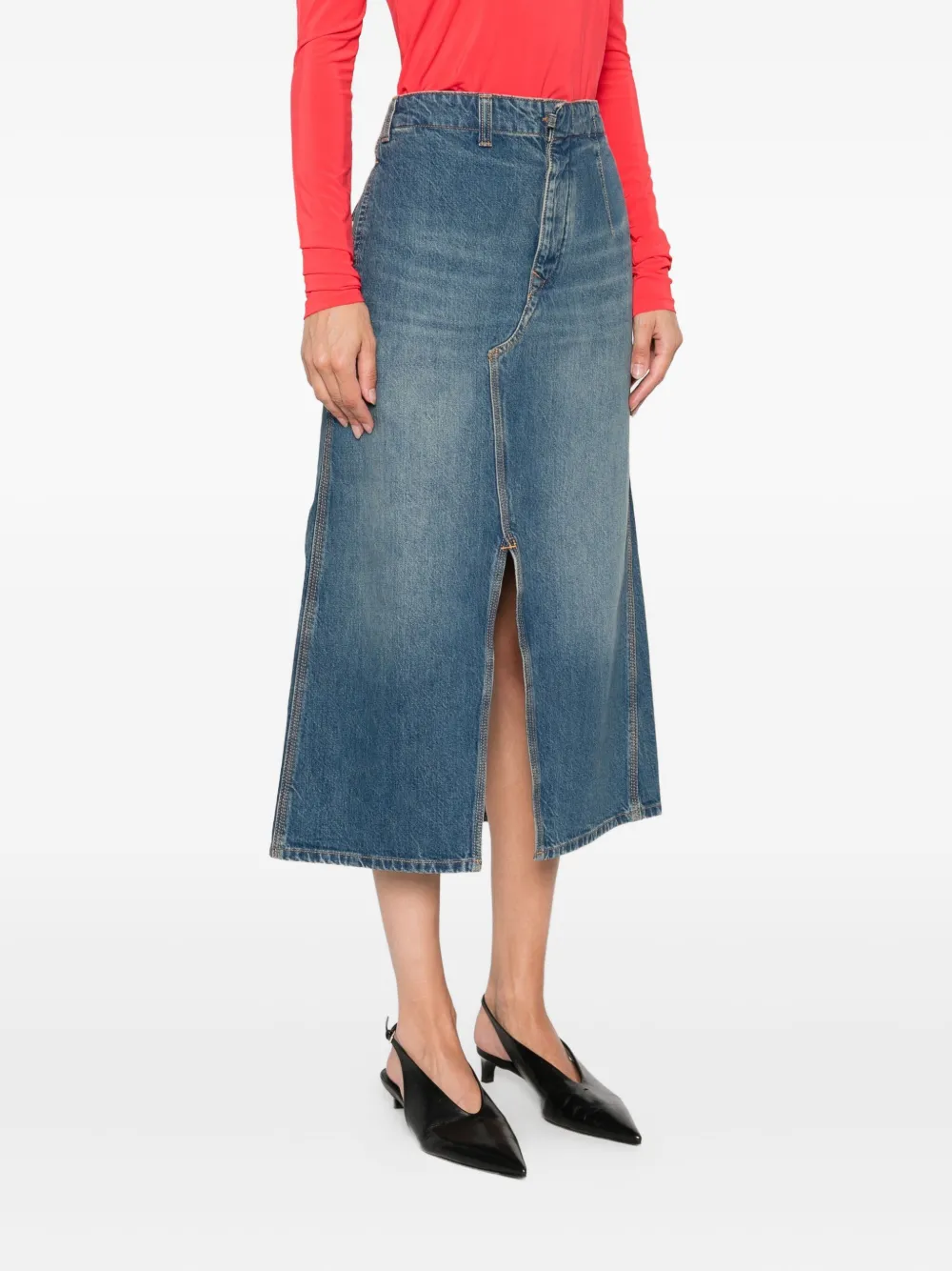 Victoria Beckham denim A-line skirt Blauw