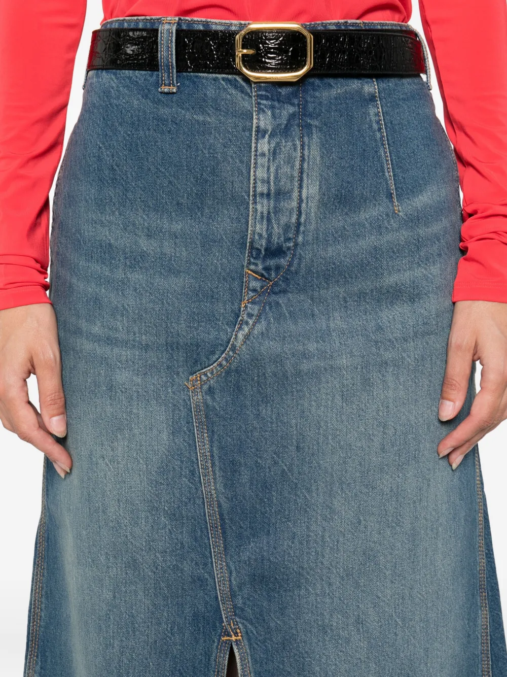 Victoria Beckham denim A-line skirt Blauw