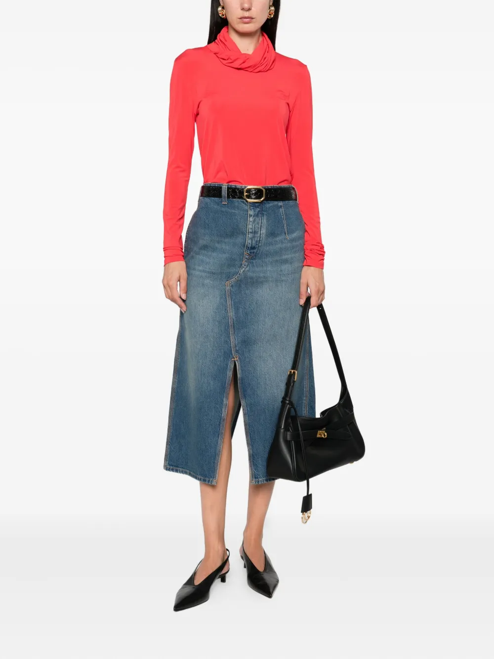 Victoria Beckham denim A-line skirt Blauw