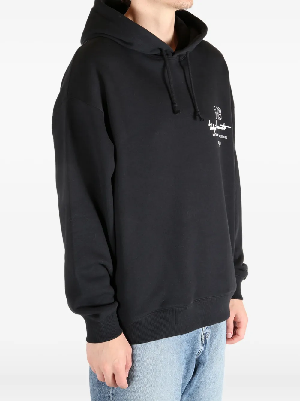 Y-3 logo-print hoodie Zwart