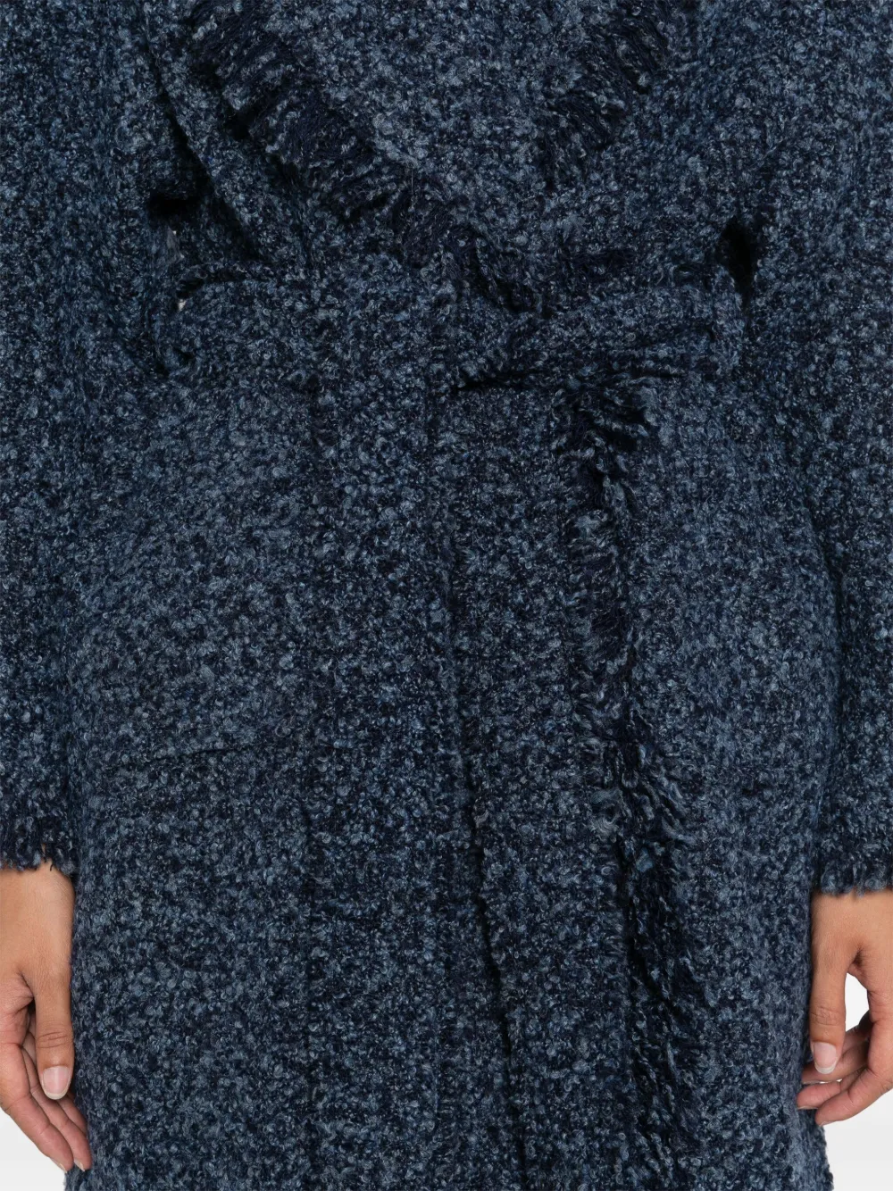 Charlott Bouclé jas met franje Blauw