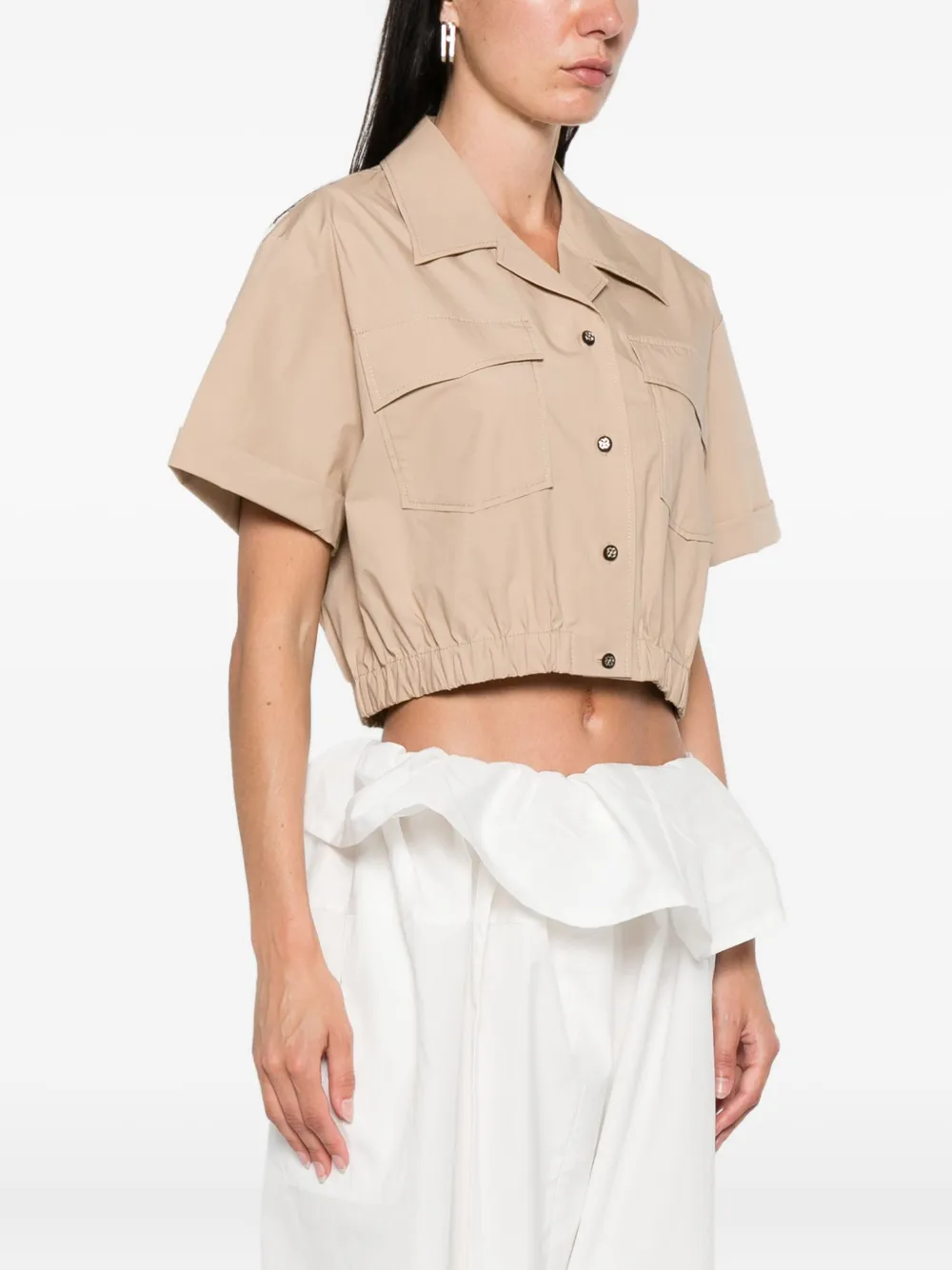 Dorothee Schumacher Blouse met klepzak en knoopsluiting Beige
