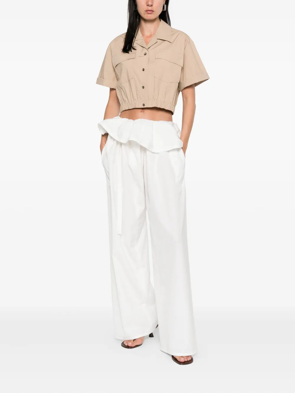 Dorothee Schumacher Blouse met klepzak en knoopsluiting Beige