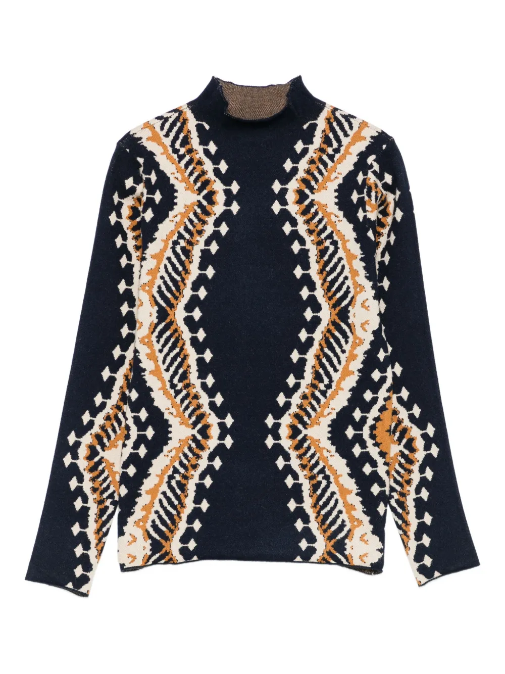 ikat-pattern high-neck top