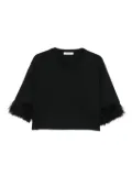 Dorothee Schumacher feather-trimmed cotton top - Black