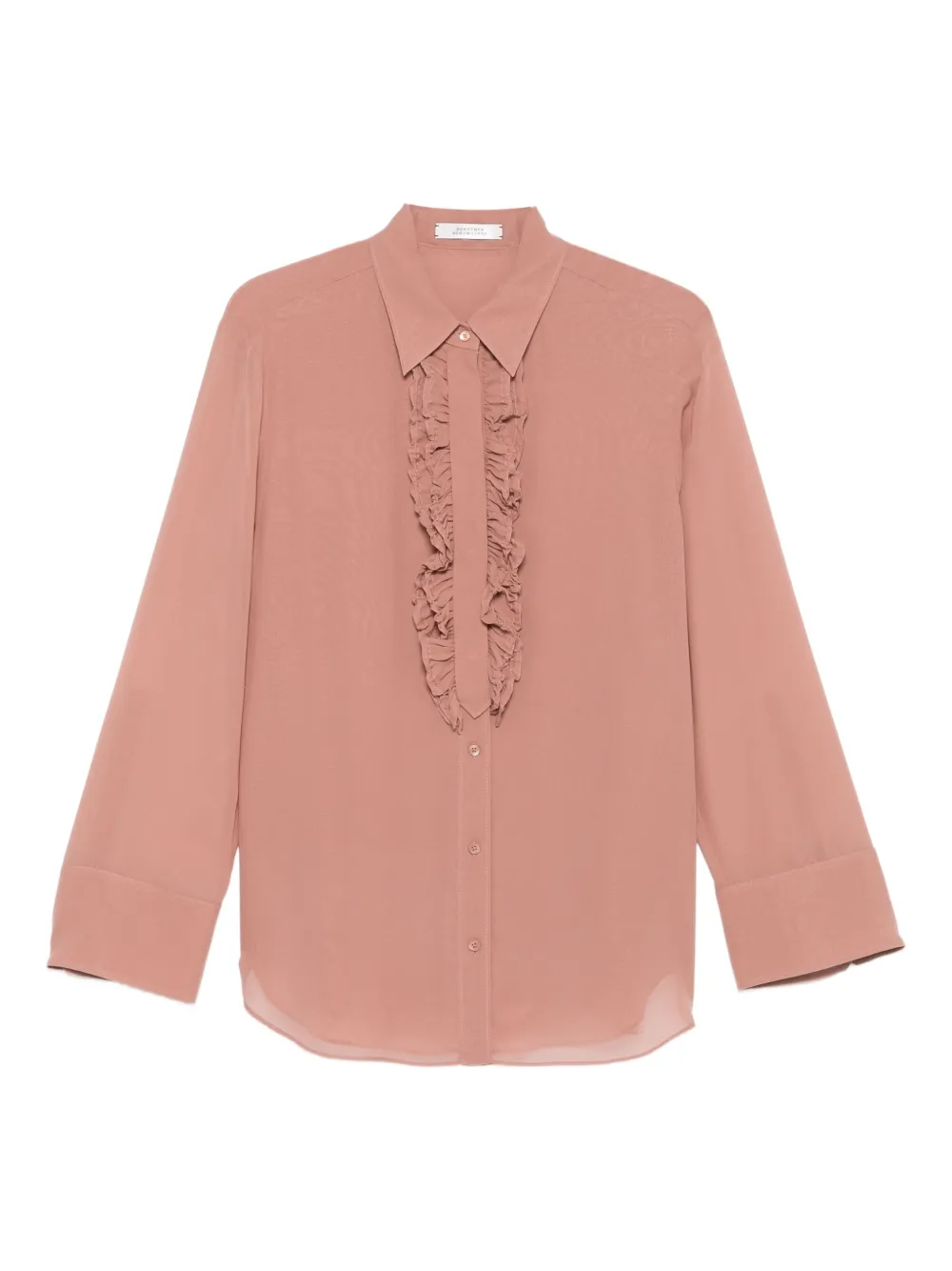 ruffled button-front shirt