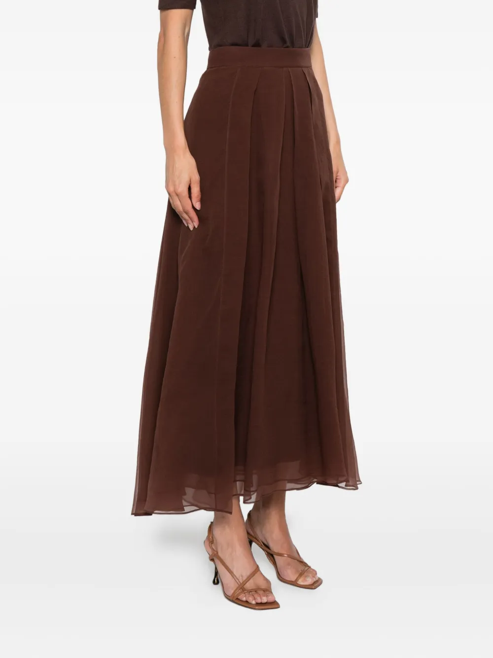 Brunello Cucinelli High waist plooirok Bruin