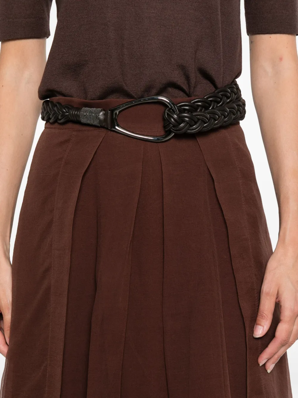 Brunello Cucinelli High waist plooirok Bruin