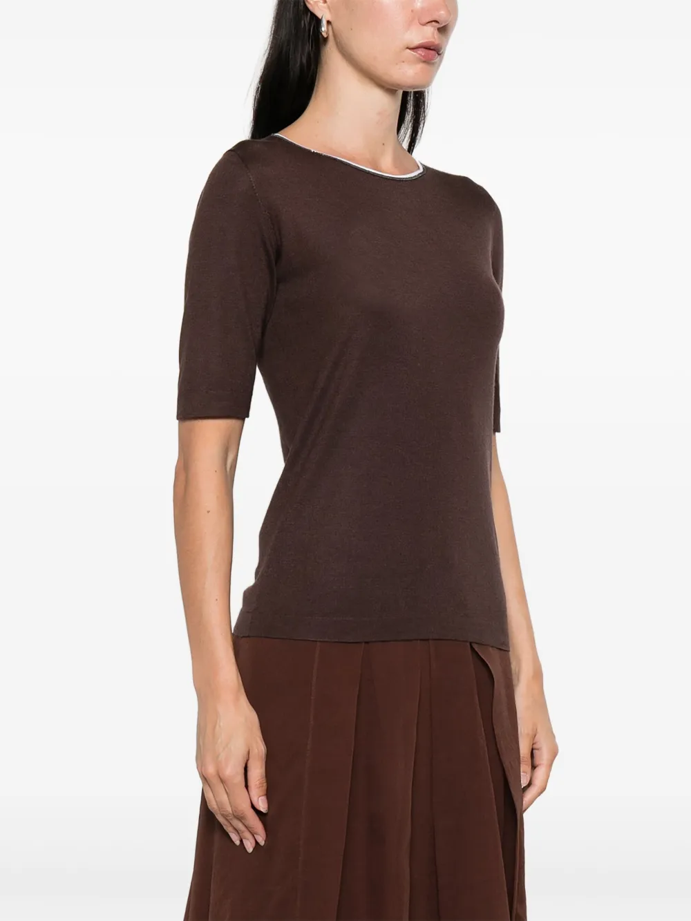 Brunello Cucinelli T-shirt met korte mouwen Bruin